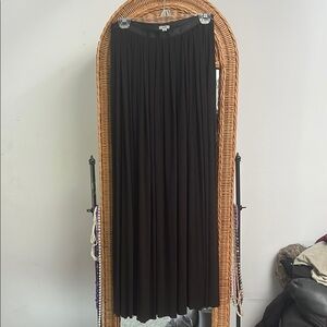 Ecote Black Maxi A-Line Pleated Skirt